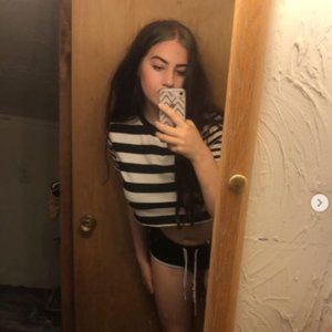 Black and white striped crop top.